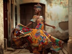 a girl in traditional african dress for the signature by cybele perfume advert