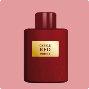 Cybele Red Intense 100ml eau de parfum on a pink background from signature by cybele