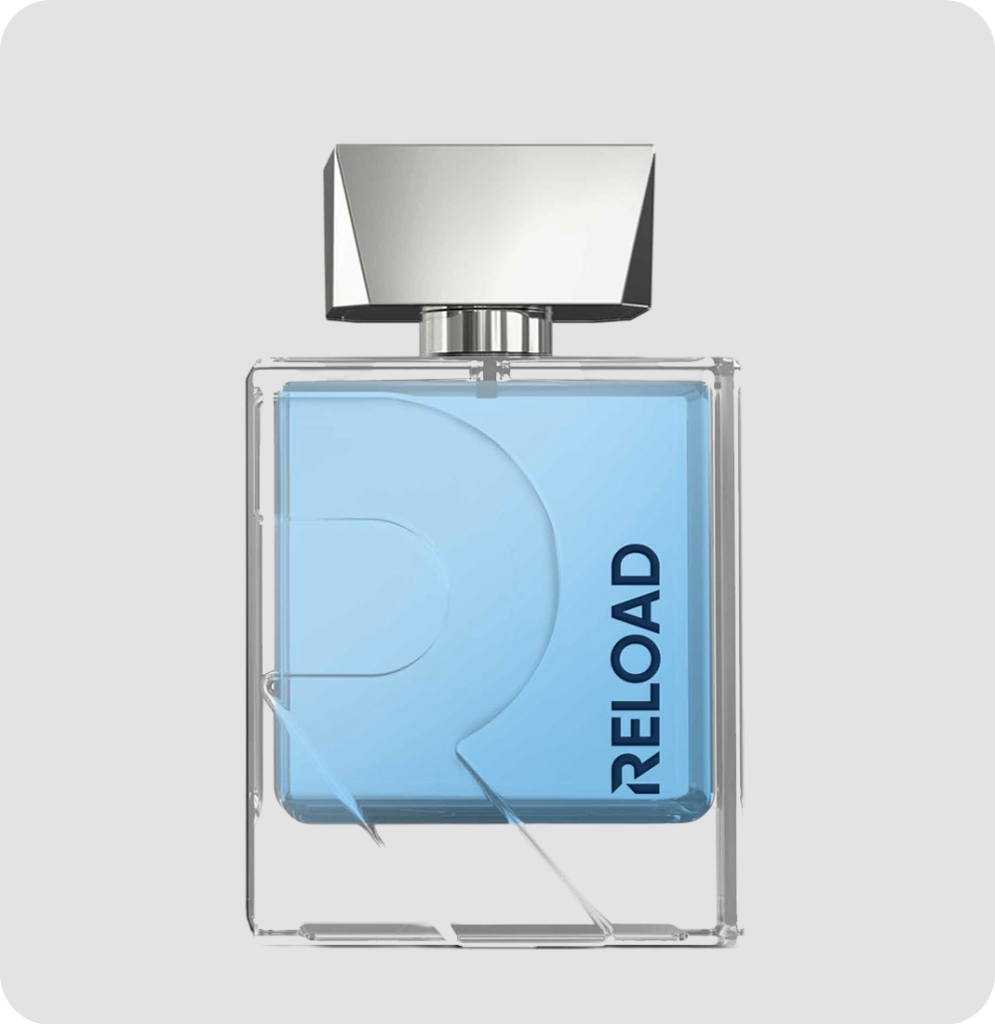 Reload eau de parfum 100ml from signature by cybele on a grey background