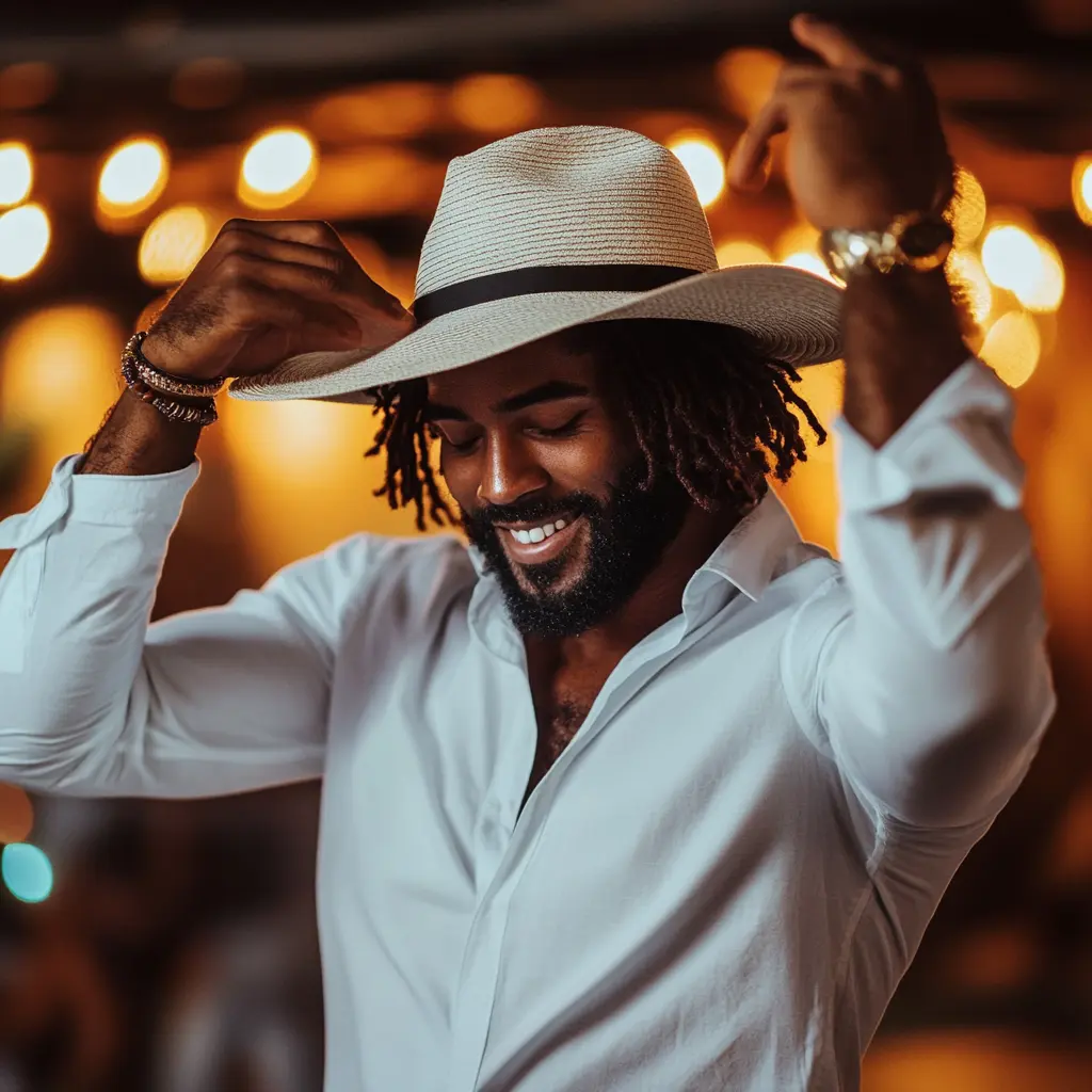 man out at night enjoying himself