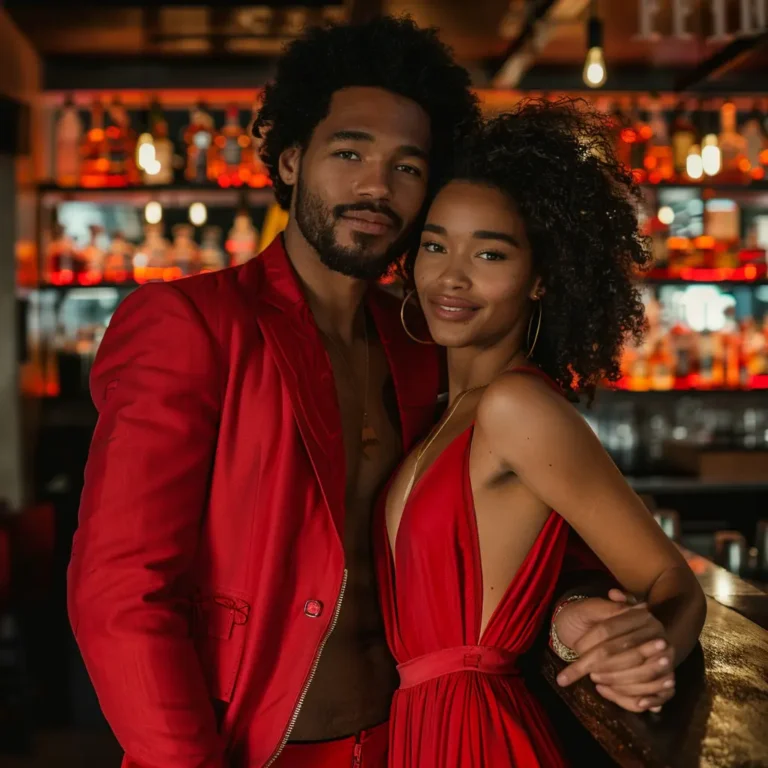 glamorous nigerian couple at a bar