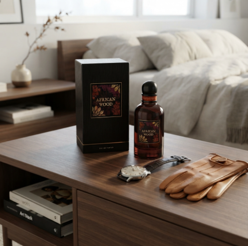 African wood perfume on the table