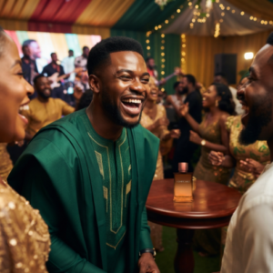 Nigerian event with people dressed in traditional attire