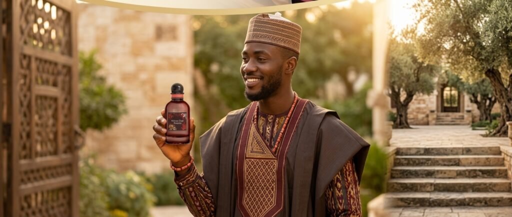Hausa Guy Holding African Wood