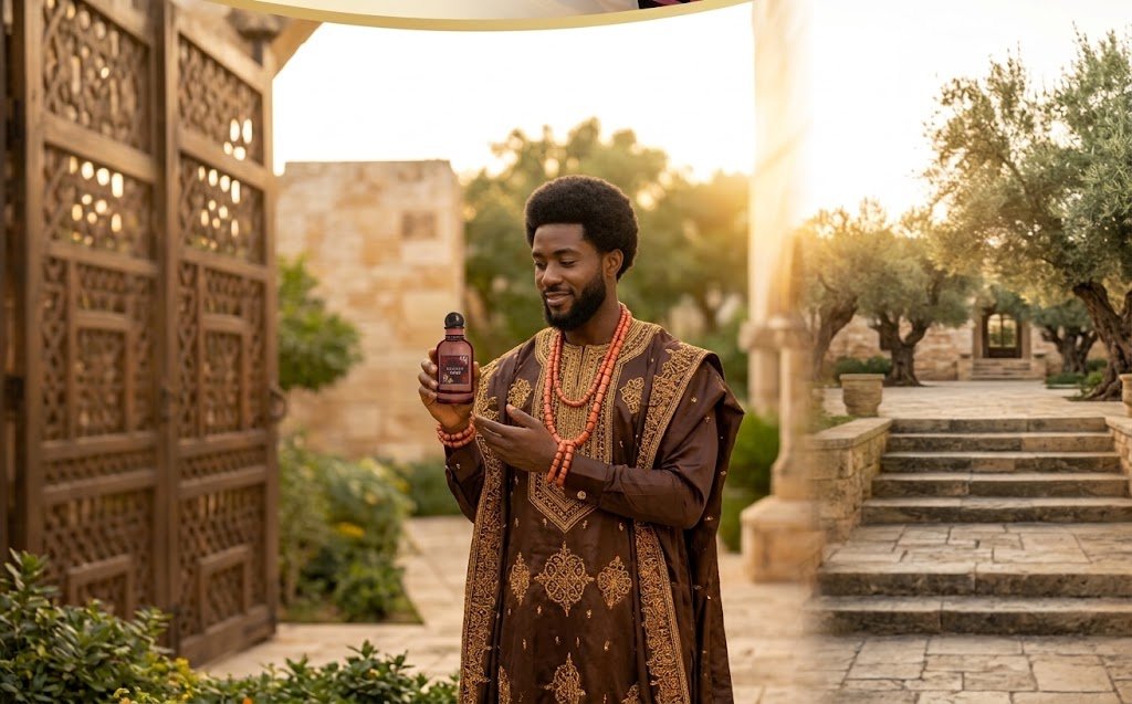 Yoruba Guy showing the African Wood Perfume