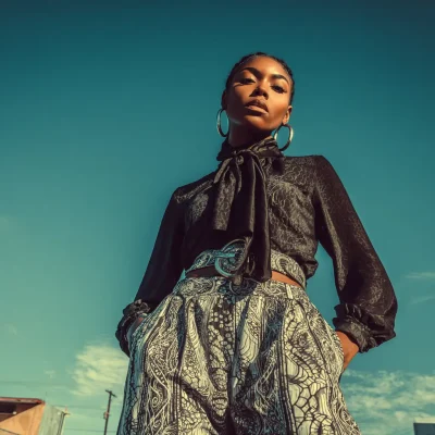 luxury african model shot from below